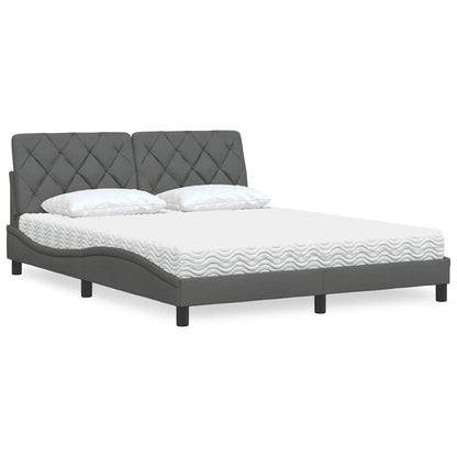 Letto con Materasso Grigio Scuro 160x200 cm Tessuto
