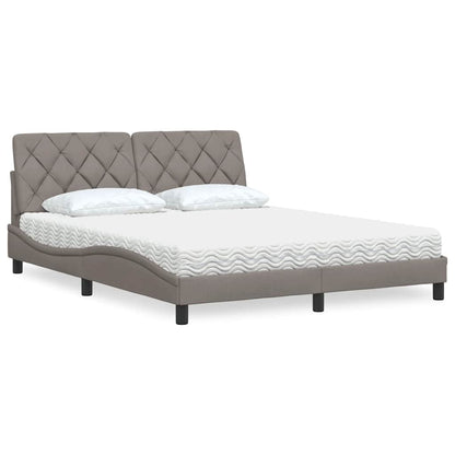Letto con Materasso Tortora 160x200 cm in Tessuto