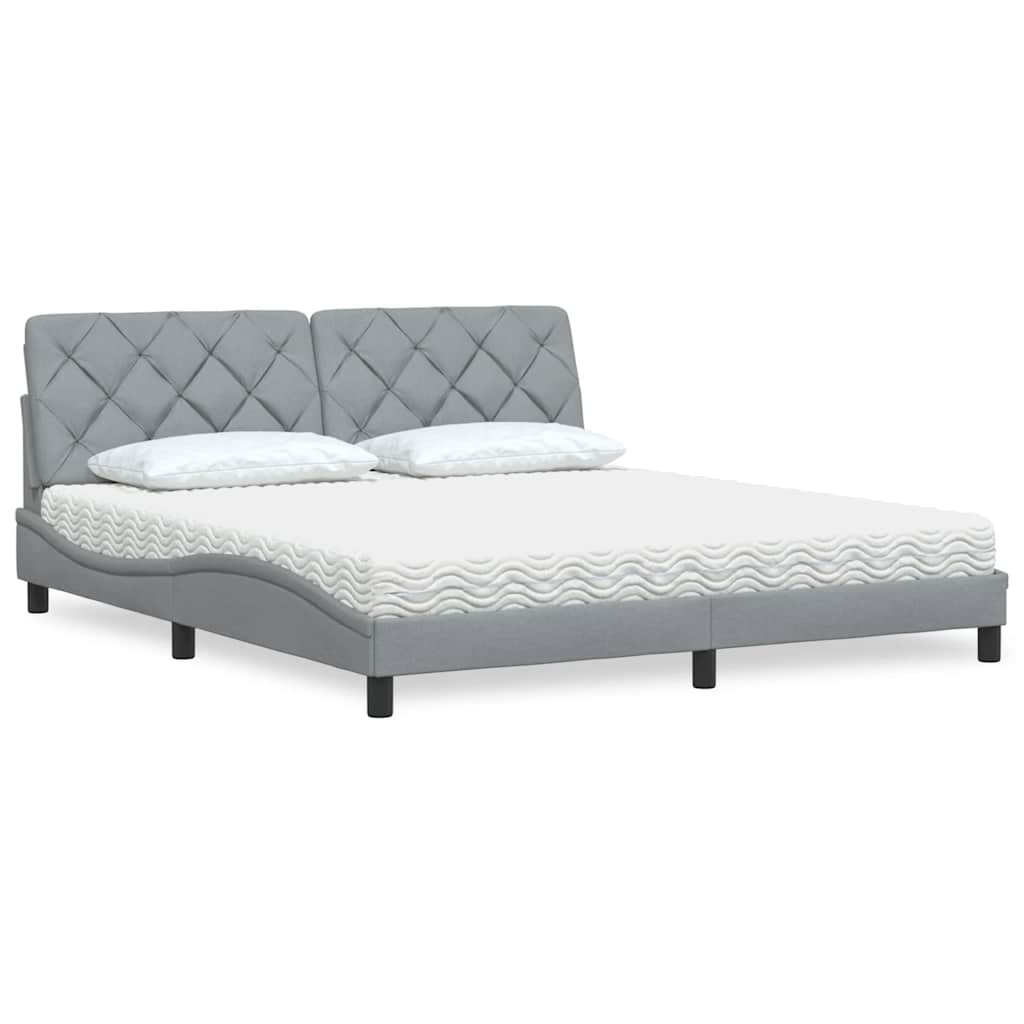 Letto con Materasso Grigio Chiaro180x200 cm Tessuto