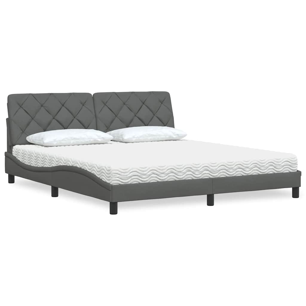 Letto con Materasso Grigio Scuro 180x200 cm Tessuto