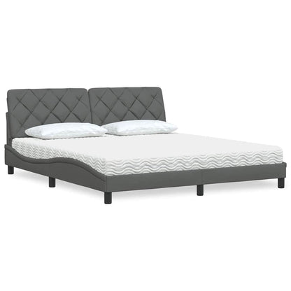 Letto con Materasso Grigio Scuro 180x200 cm Tessuto