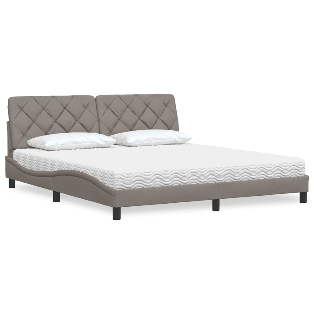 Letto con Materasso Tortora 180x200 cm in Tessuto