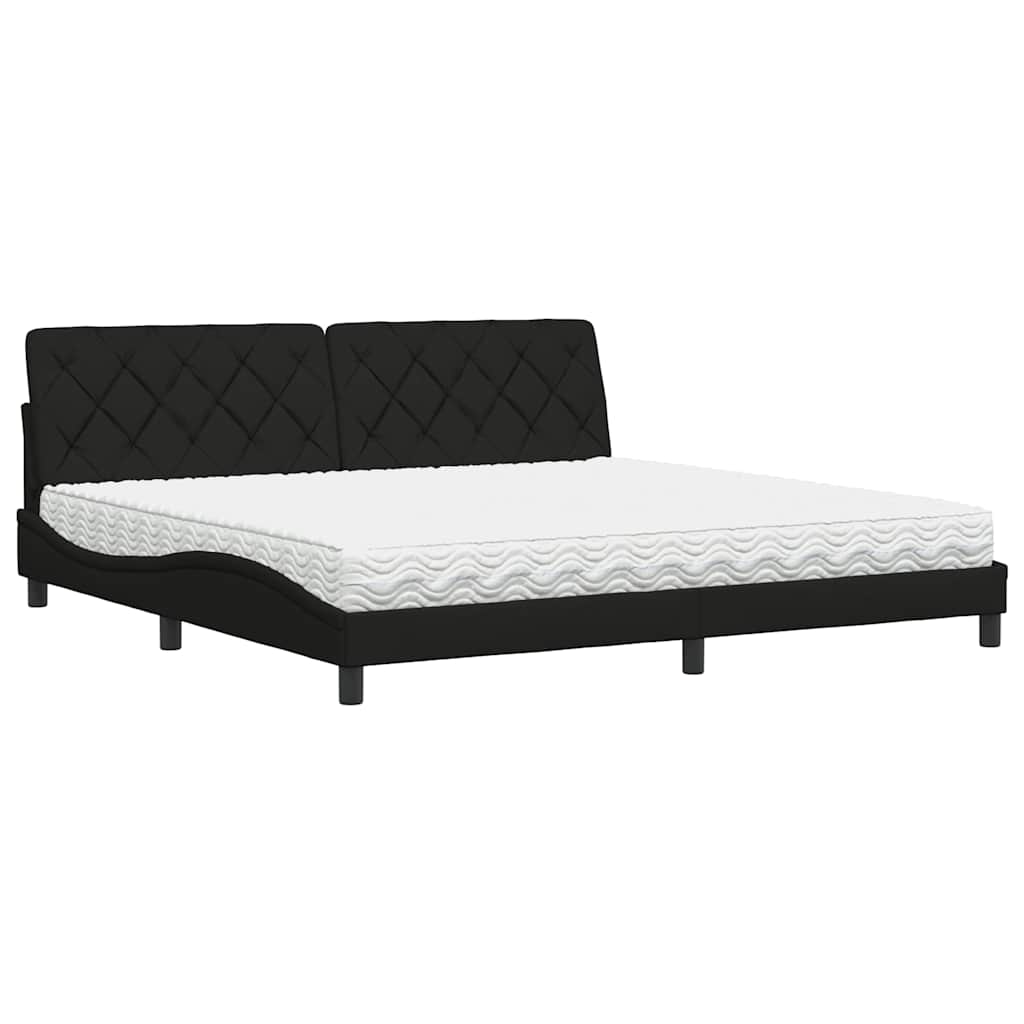 Letto con Materasso Nero 200x200 cm in Tessuto