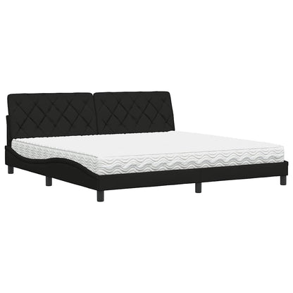 Letto con Materasso Nero 200x200 cm in Tessuto