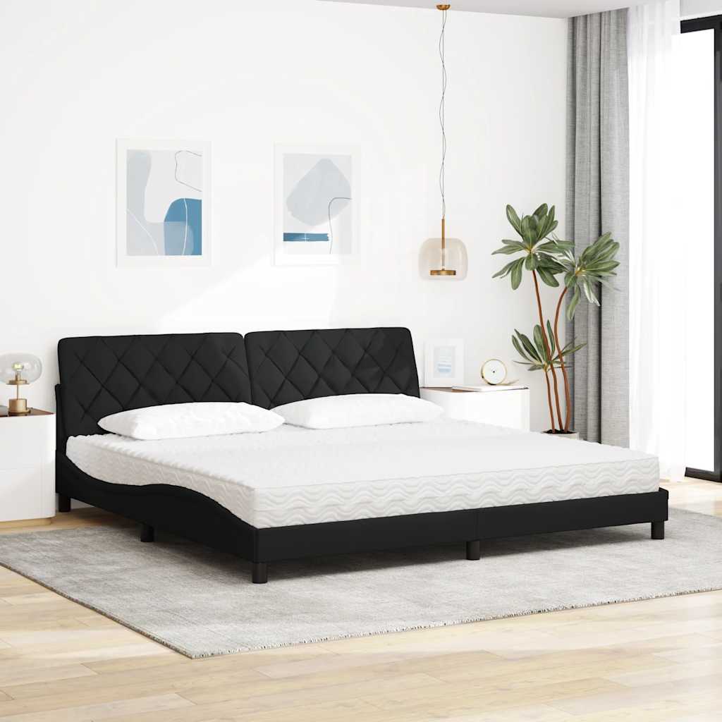 Letto con Materasso Nero 200x200 cm in Tessuto