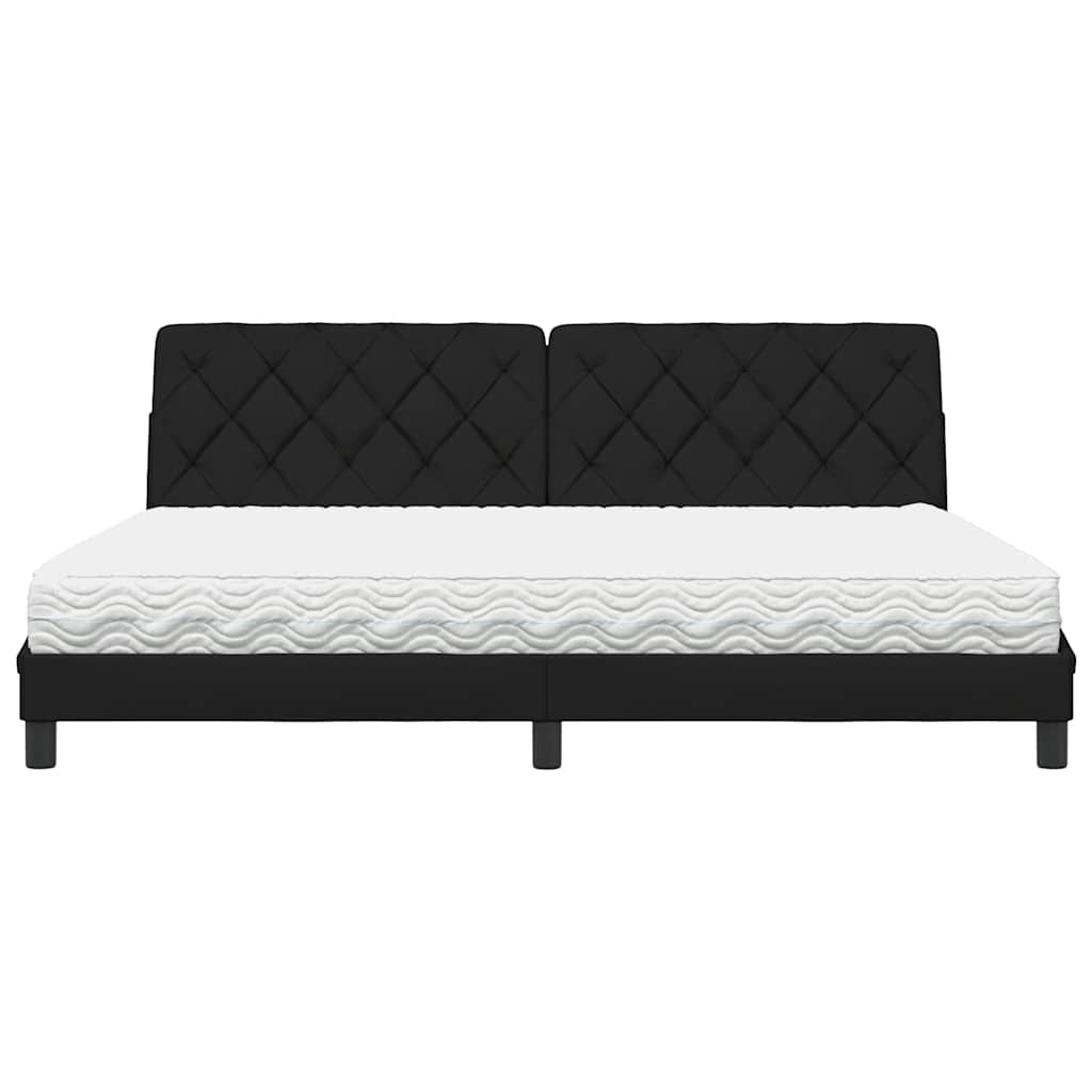 Letto con Materasso Nero 200x200 cm in Tessuto