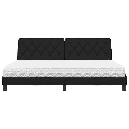 Letto con Materasso Nero 200x200 cm in Tessuto