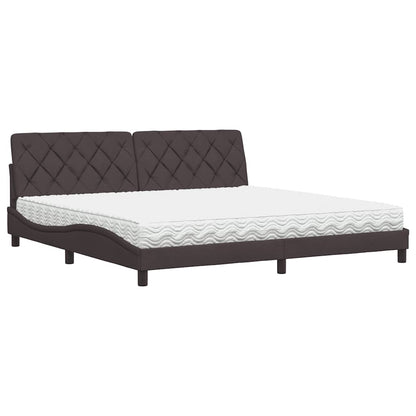 Letto con Materasso Marrone Scuro 200x200 cm in Tessuto