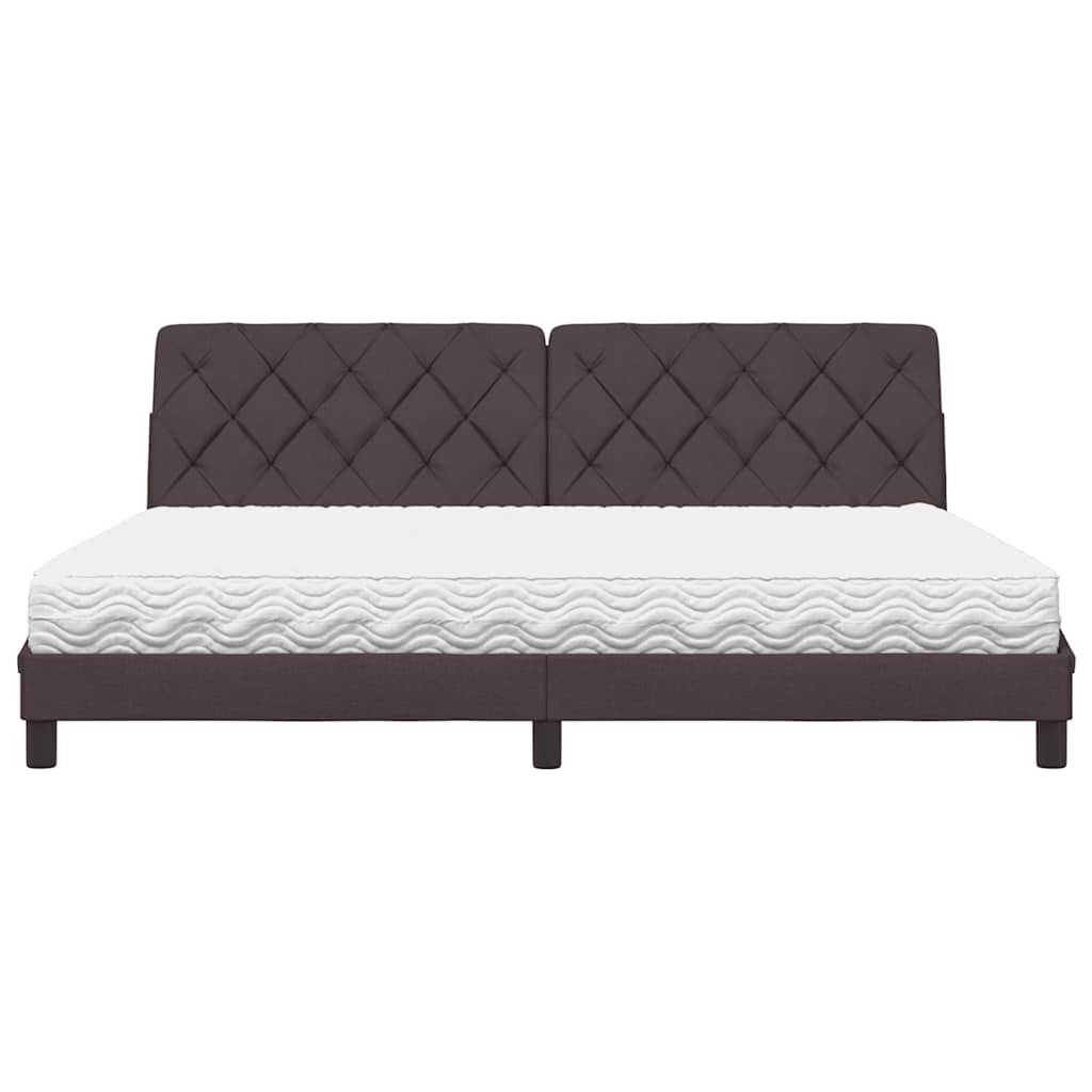Letto con Materasso Marrone Scuro 200x200 cm in Tessuto