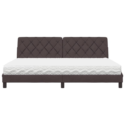 Letto con Materasso Marrone Scuro 200x200 cm in Tessuto