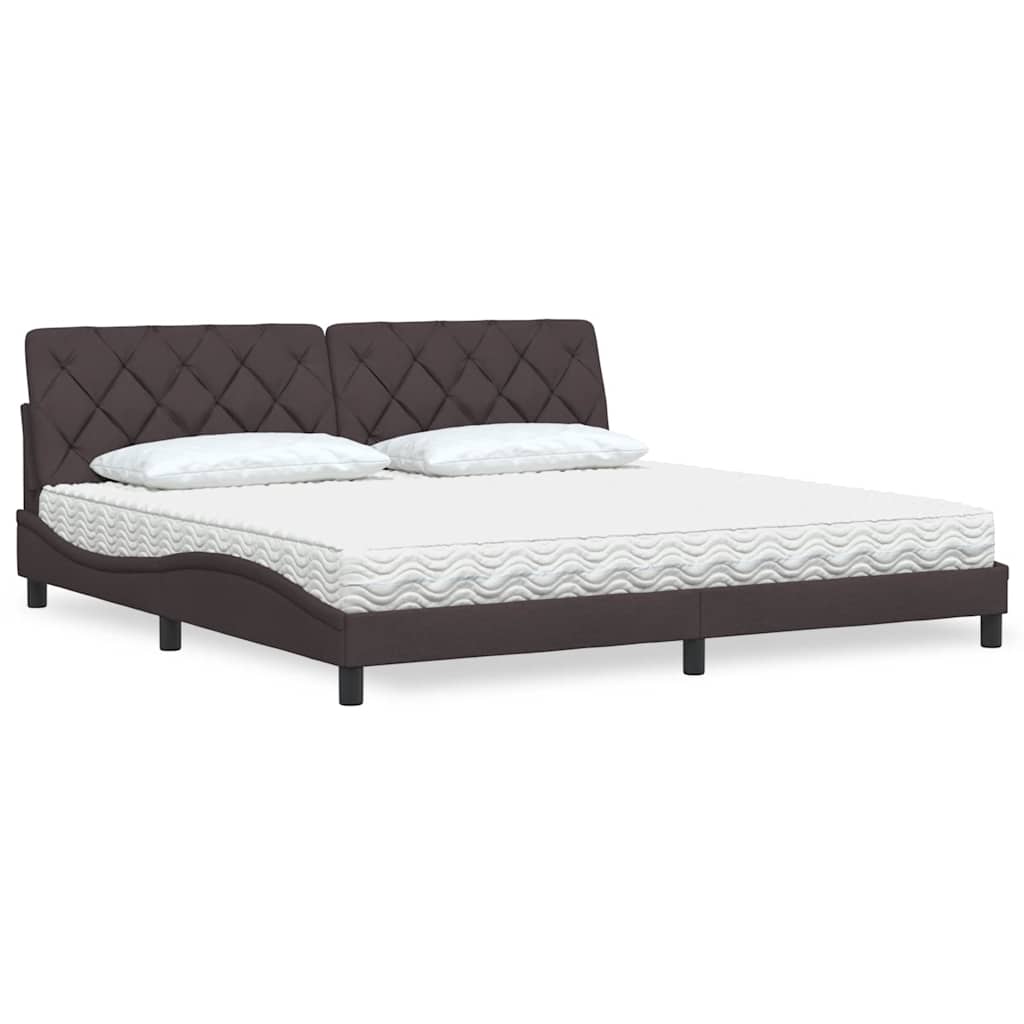 Letto con Materasso Marrone Scuro 200x200 cm in Tessuto