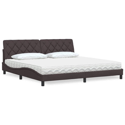 Letto con Materasso Marrone Scuro 200x200 cm in Tessuto