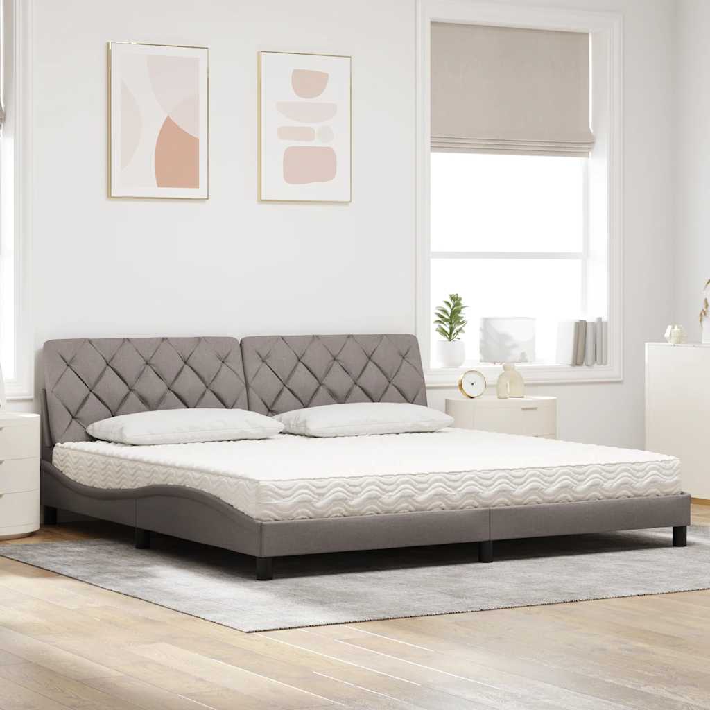 Letto con Materasso Tortora 200x200 cm in Tessuto