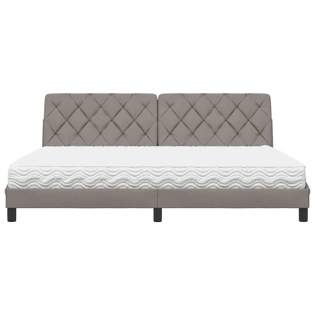 Letto con Materasso Tortora 200x200 cm in Tessuto