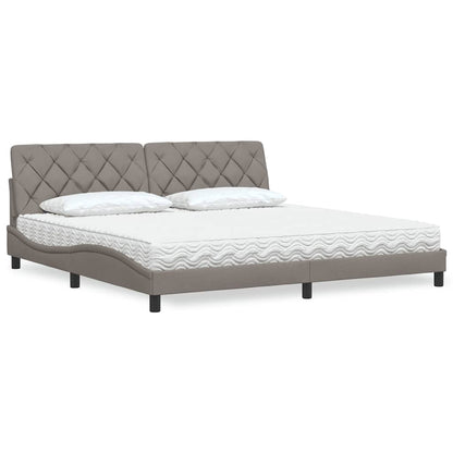 Letto con Materasso Tortora 200x200 cm in Tessuto