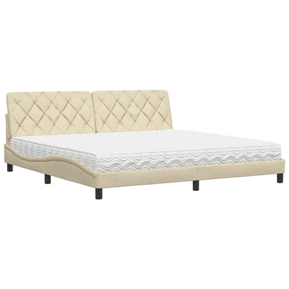 Letto con Materasso Crema 200x200 cm in Tessuto