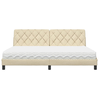 Letto con Materasso Crema 200x200 cm in Tessuto