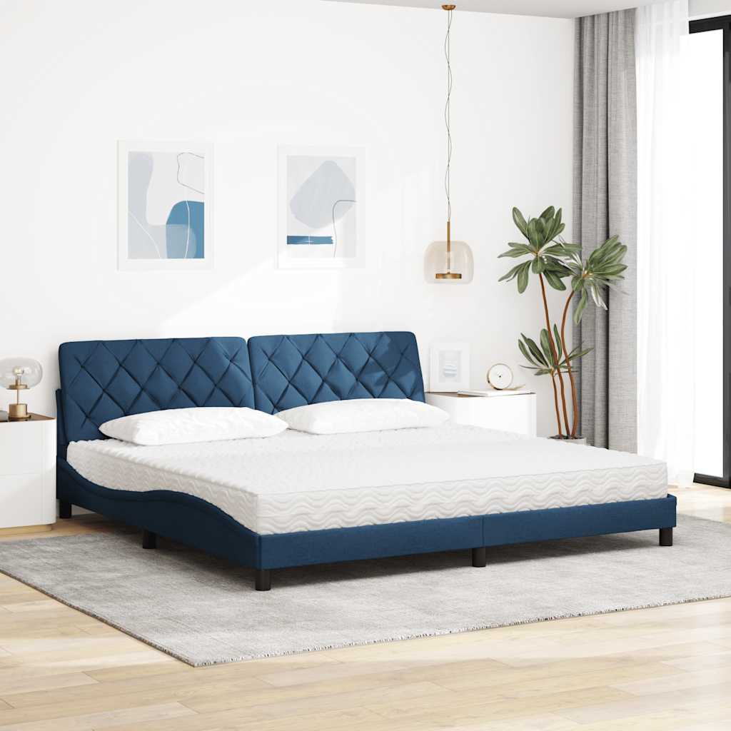 Letto con Materasso Blu 200x200 cm in Tessuto
