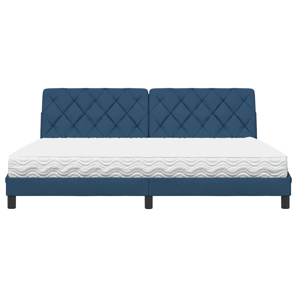Letto con Materasso Blu 200x200 cm in Tessuto