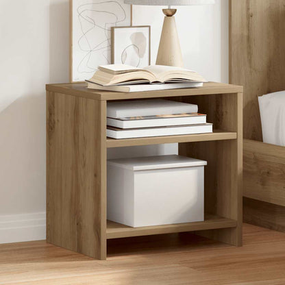 Comodini 2pz Rovere Artigianale 40x30x40 cm in Truciolato