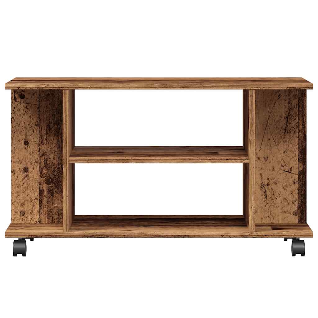 Mobile TV con Ruote Legno Antico 80x40x45 cm Legno Multistrato