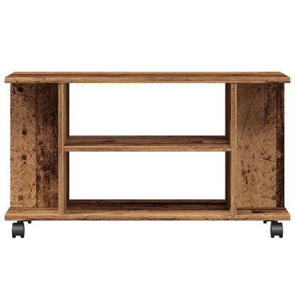 Mobile TV con Ruote Legno Antico 80x40x45 cm Legno Multistrato