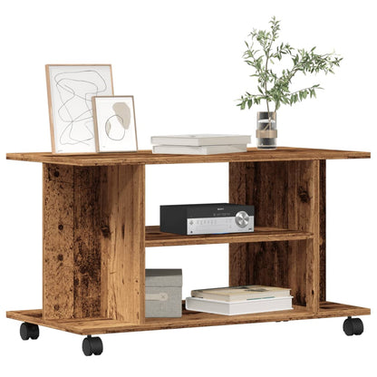 Mobile TV con Ruote Legno Antico 80x40x45 cm Legno Multistrato