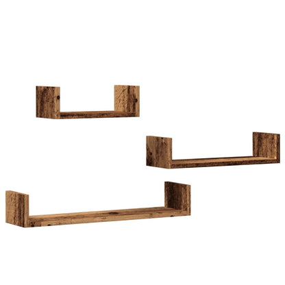 Mensole a Parete 3pz Legno Antico in Legno Multistrato
