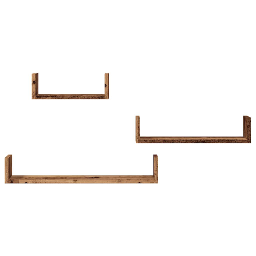 Mensole a Parete 3pz Legno Antico in Legno Multistrato