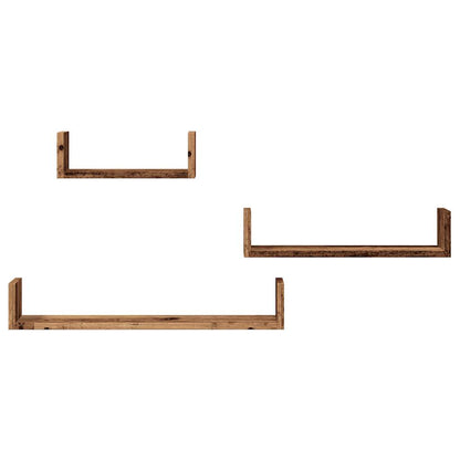Mensole a Parete 3pz Legno Antico in Legno Multistrato