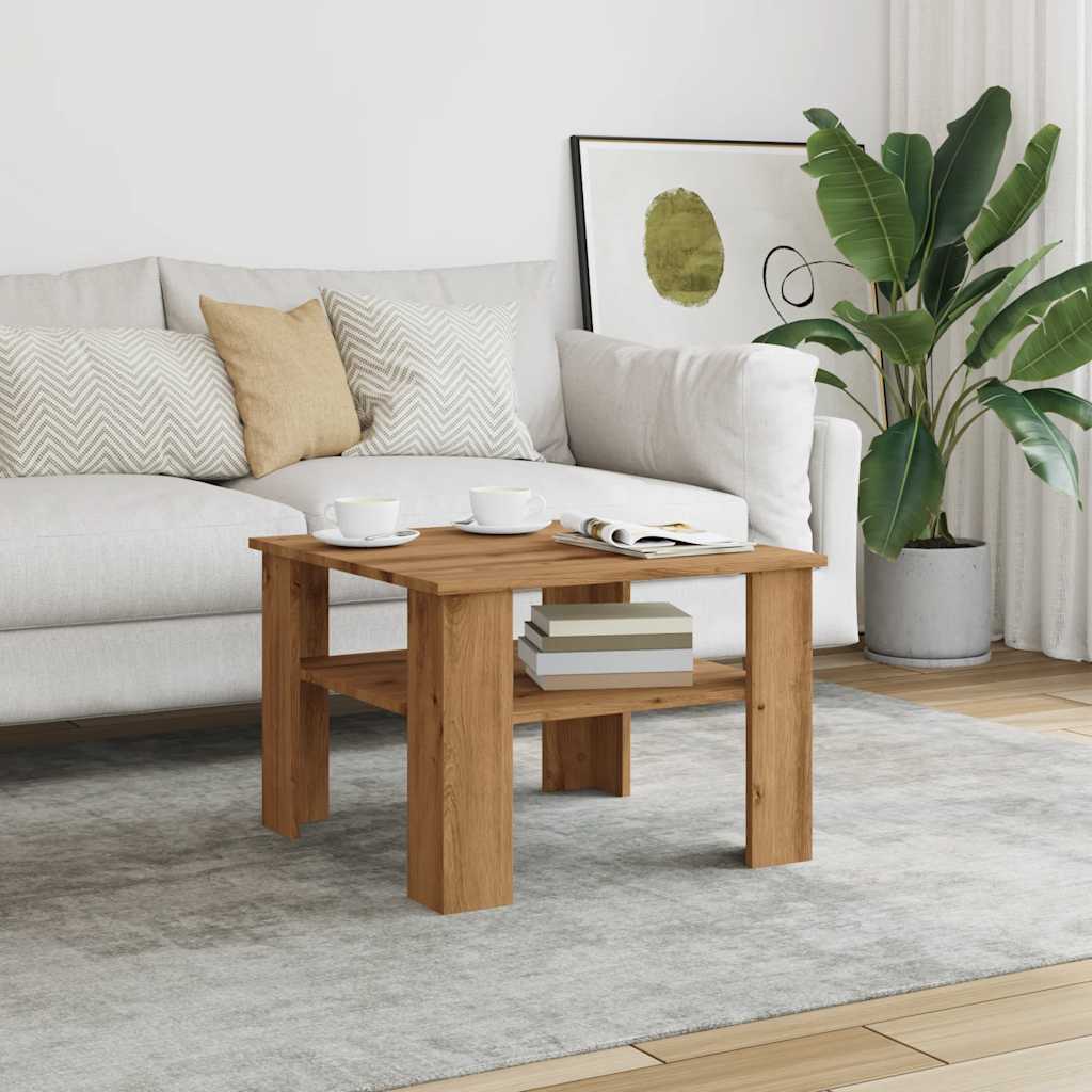 Tavolino Salotto Rovere Artigianale 60x60x42 cm in Truciolato