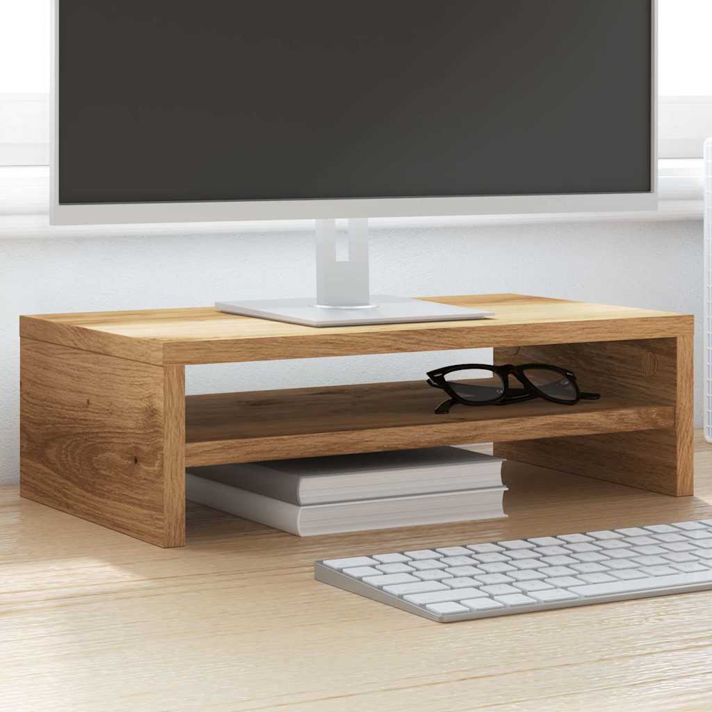 Supporto Monitor Rovere Artigianale 42x24x13 cm Multistrato