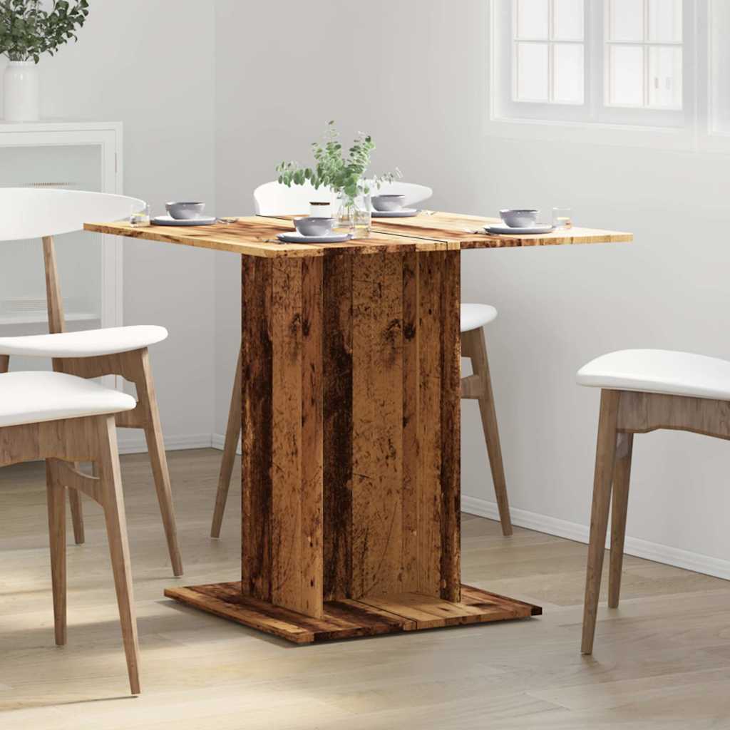 Tavolo da Pranzo Legno Antico 80x80x75 cm in Legno Multistrato