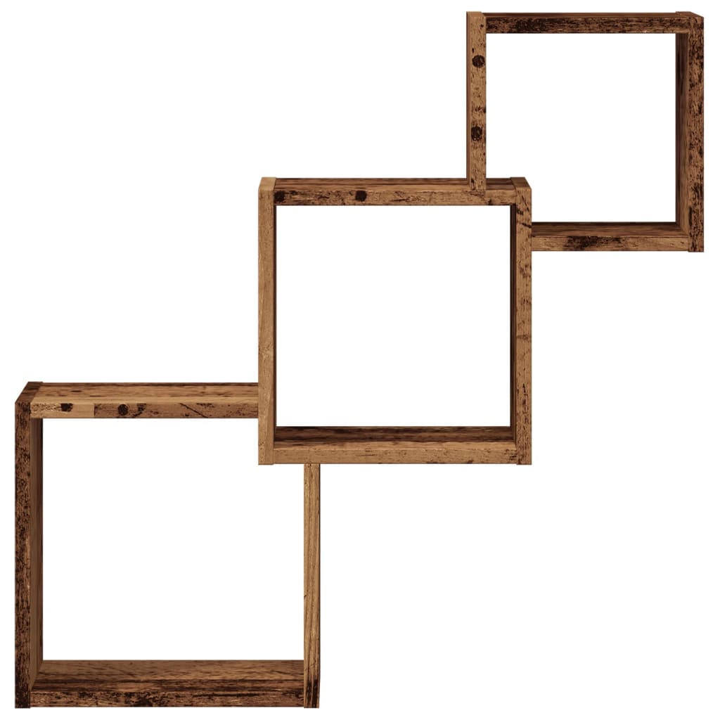 Mensole Cubo Parete Legno Antico 68x15x68 cm Legno Multistrato