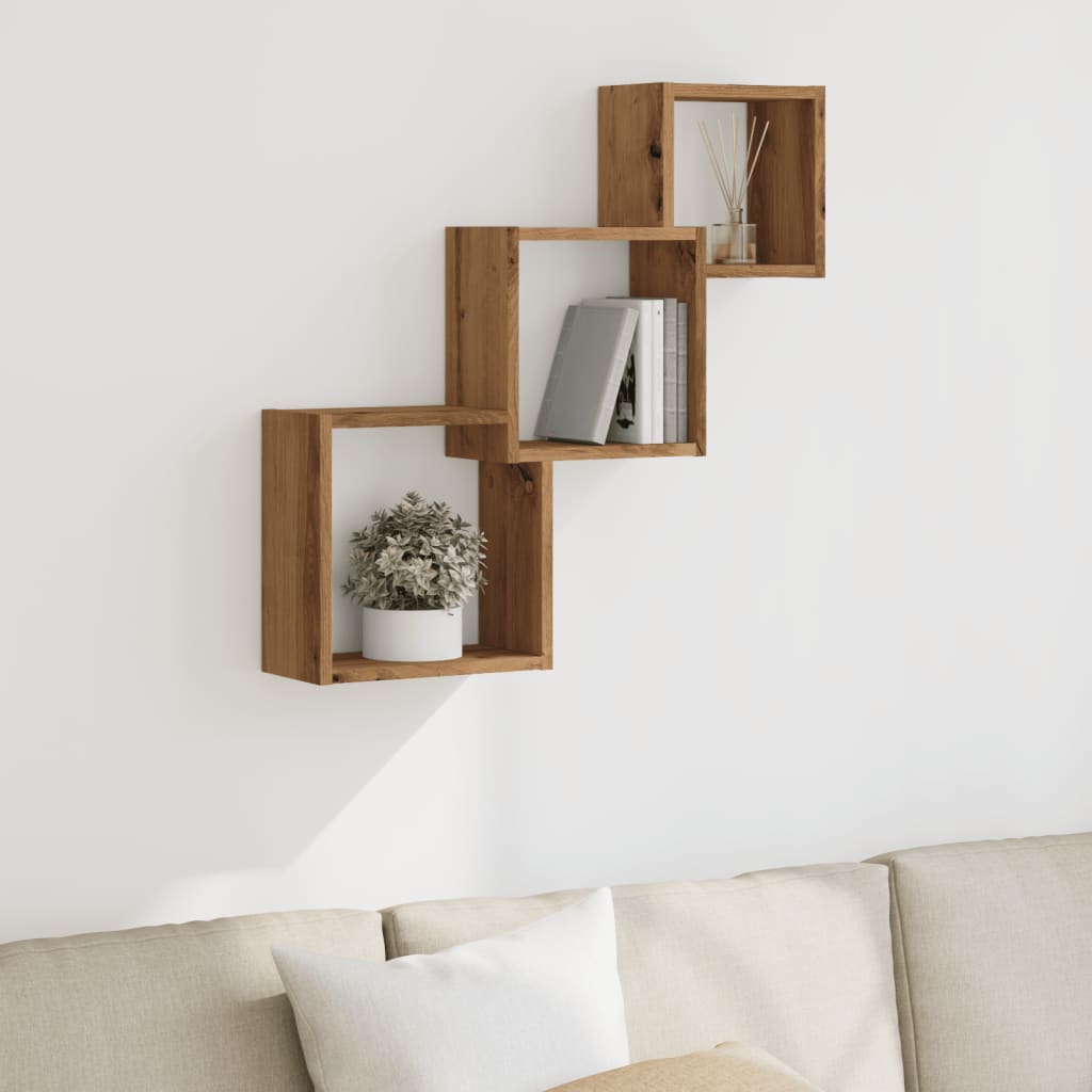 Mensole a Cubo Parete Artigianale 68x15x68 cm Legno Multistrato