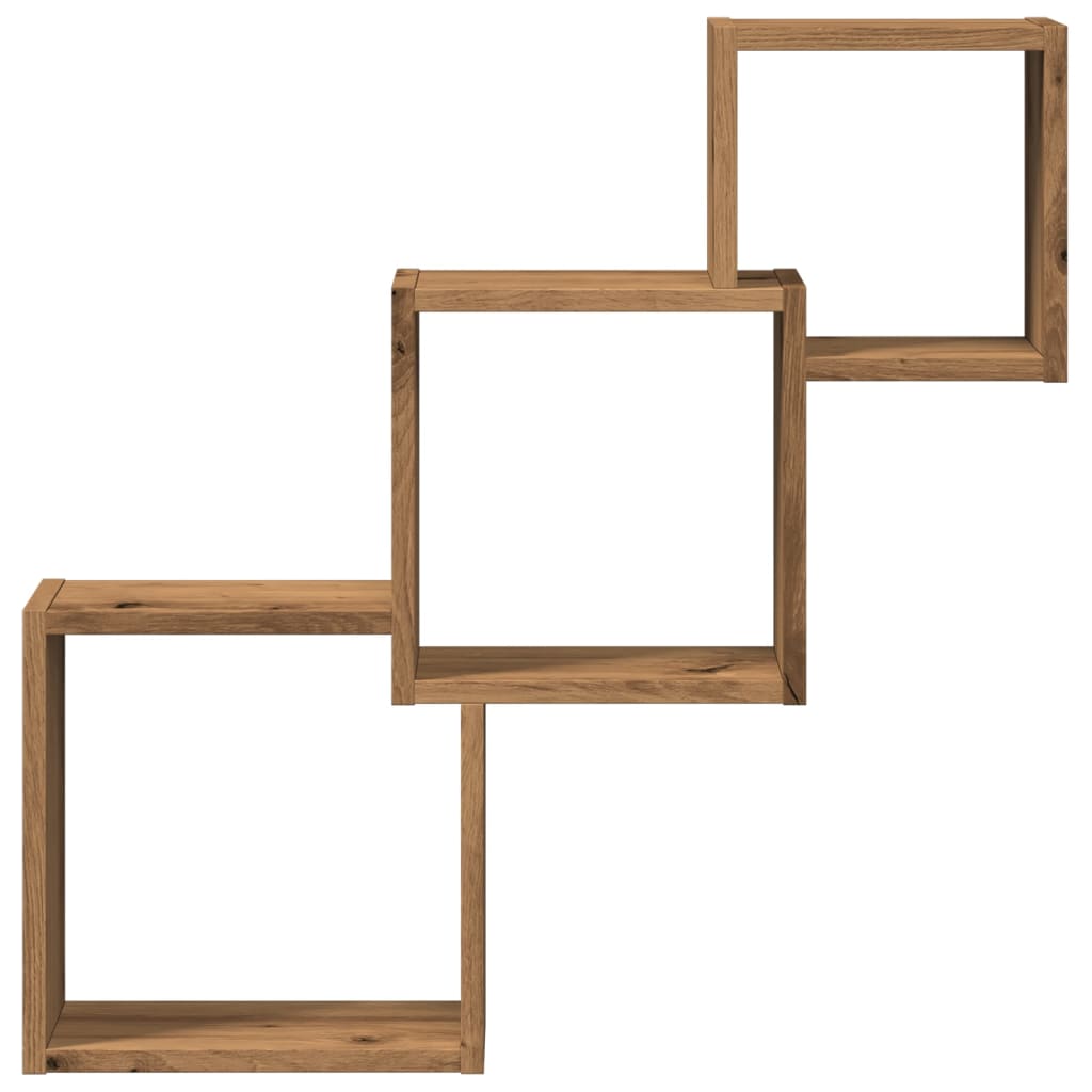 Mensole a Cubo Parete Artigianale 68x15x68 cm Legno Multistrato