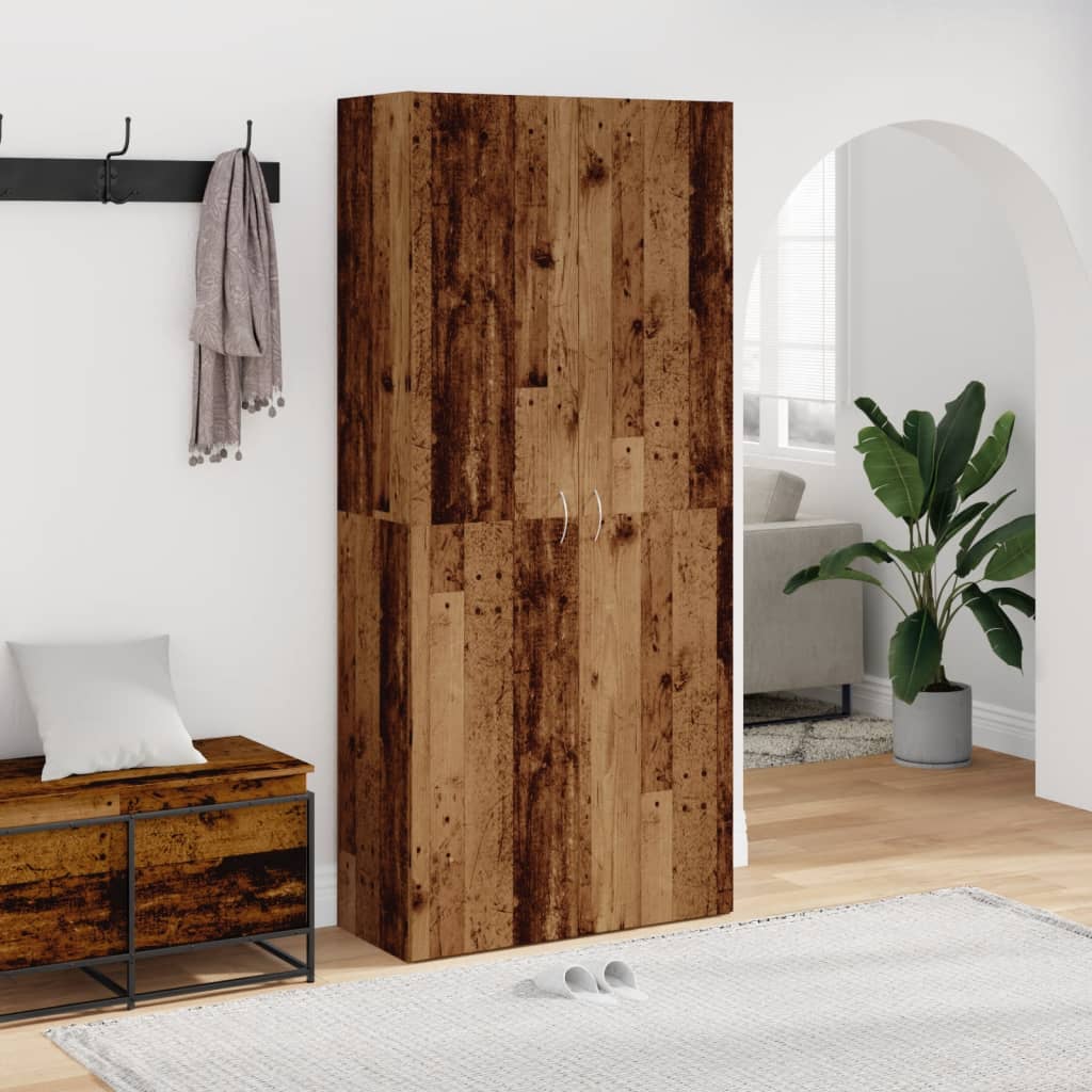 Scarpiera Legno Antico 80x35,5x180 cm in Legno Multistrato