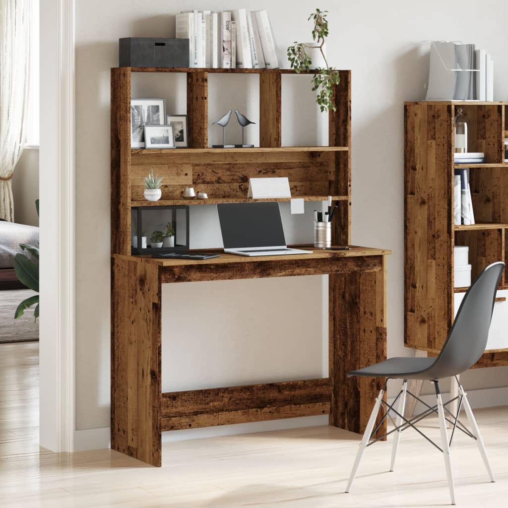 Scrivania Mensole Legno Antico 102x45x148 cm Legno Multistrato