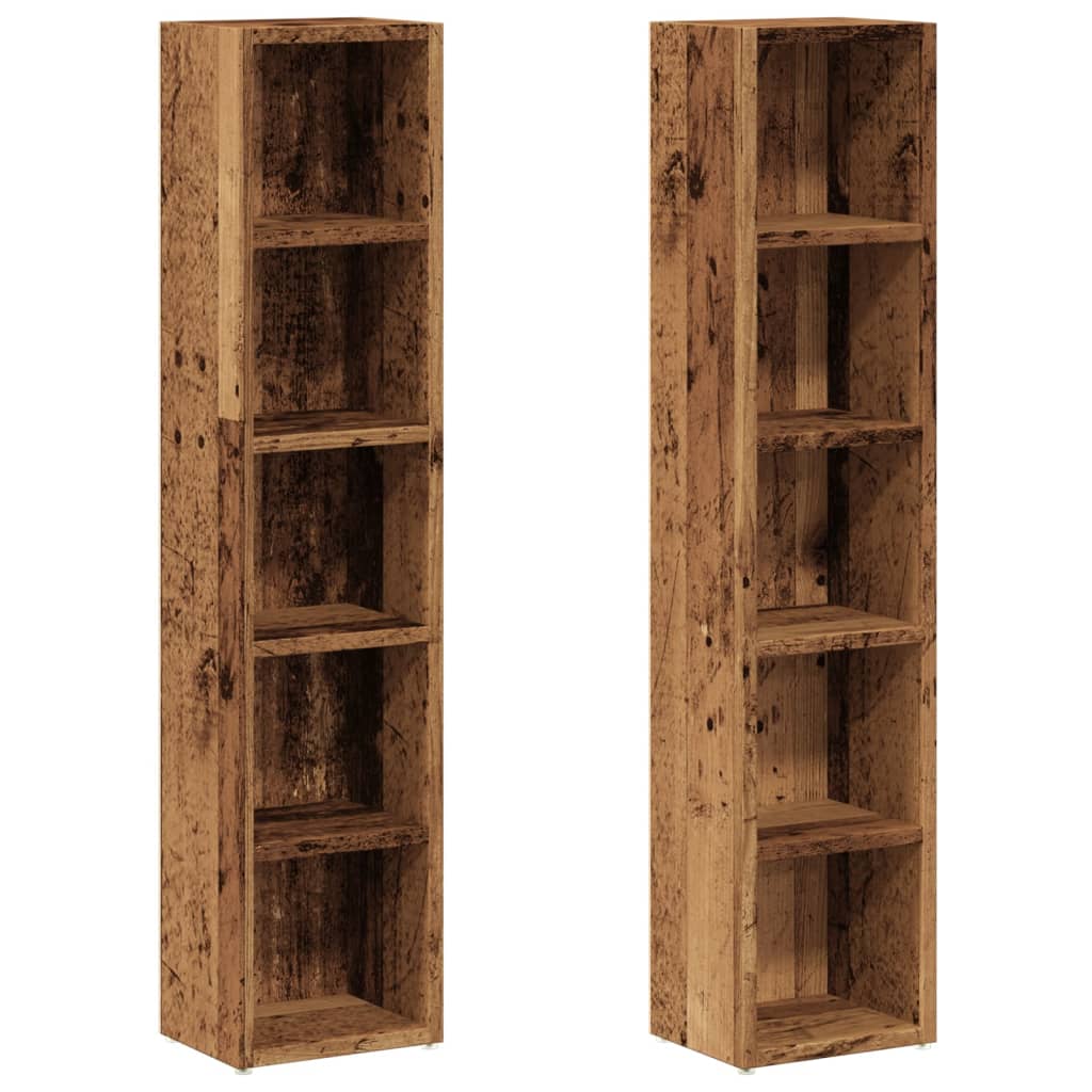 Scaffali Porta CD 2 pz Legno Antico 21x16x93,5 cm in Truciolato