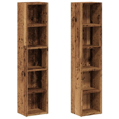 Scaffali Porta CD 2 pz Legno Antico 21x16x93,5 cm in Truciolato
