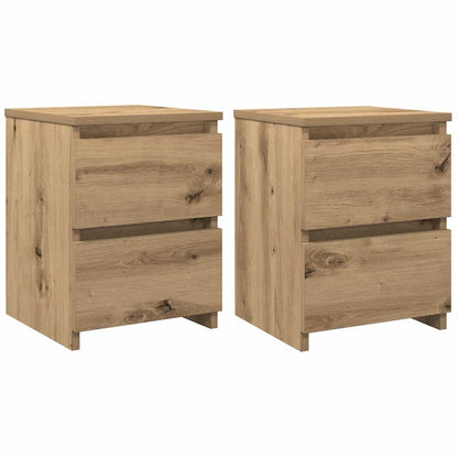 Comodini 2pz Rovere Artigianale 30x30x40cm in Legno Multistrato