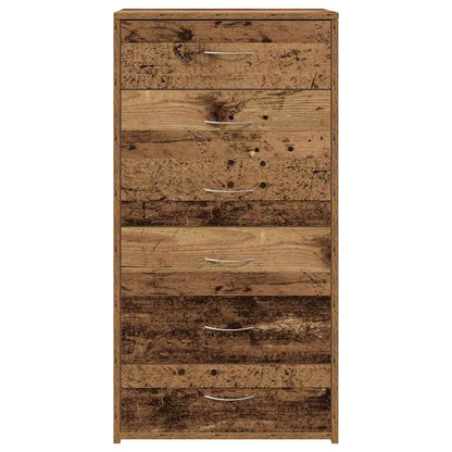 Credenza con 6 Cassetti Legno Antico 50x34x96 cm in Truciolato