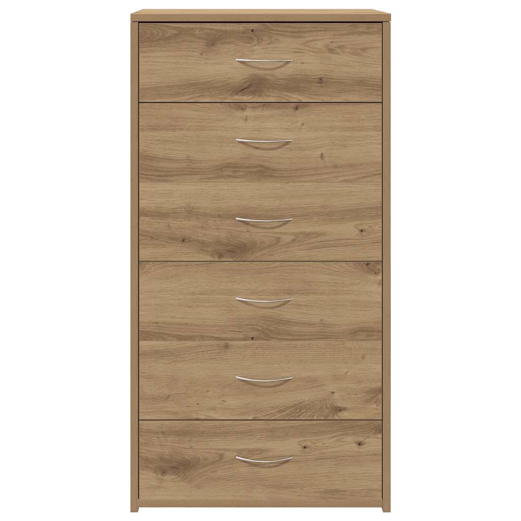Credenza 6 Cassetti Rovere Artigianale 50x34x96cm Truciolato