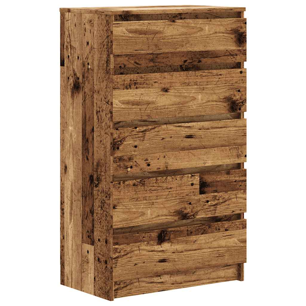 Cassettiera Legno Antico 60x36x103 cm in Legno Multistrato