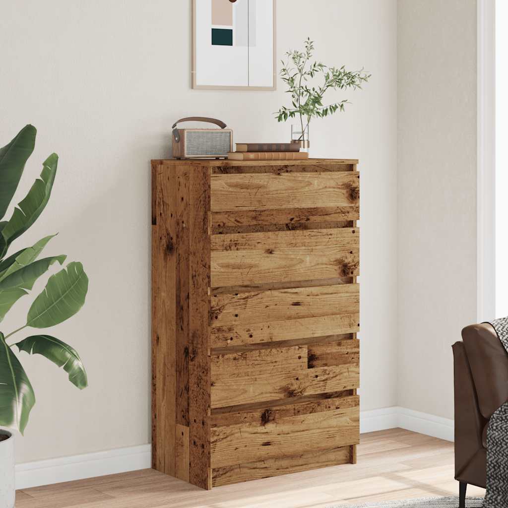 Cassettiera Legno Antico 60x36x103 cm in Legno Multistrato