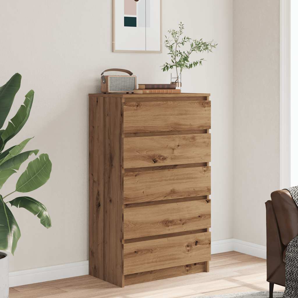 Cassettiera Rovere Artigianale 60x36x103cm in Legno Multistrato