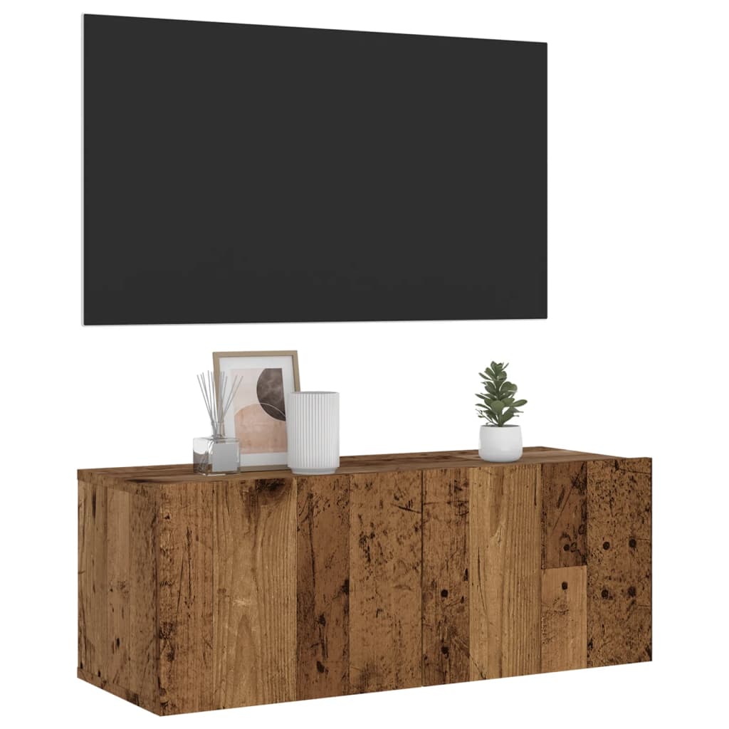 Mobile TV a Parete Legno Antico 80x30x30 cm in Truciolato
