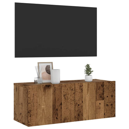 Mobile TV a Parete Legno Antico 80x30x30 cm in Truciolato