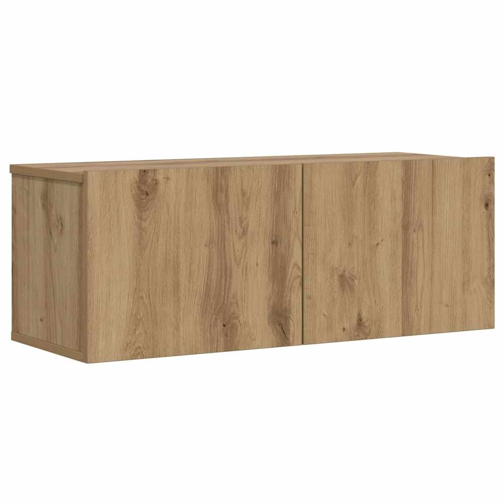 Mobile TV a Parete Rovere Artigianale 80x30x30 cm in Truciolato