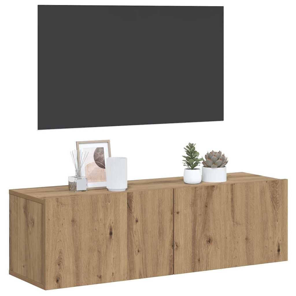 Mobile TV a Parete Rovere Artigianale 80x30x30 cm in Truciolato